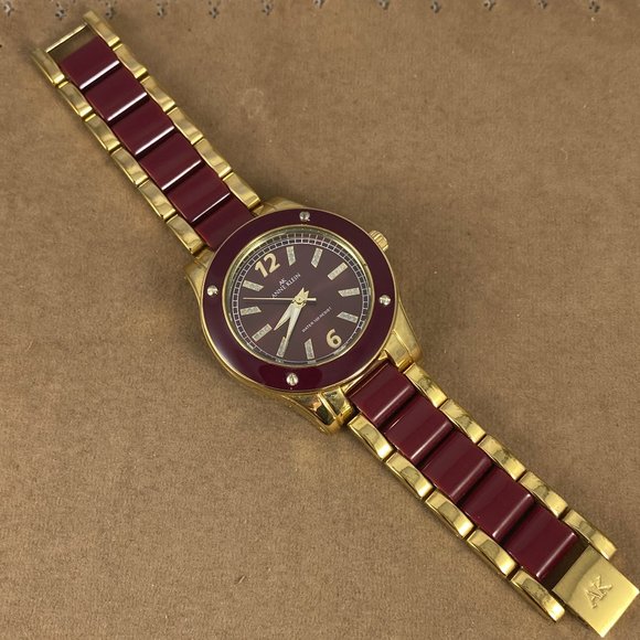 Vintage Anne Klein AK Watch Gold & Maroon Bracelet main image 7